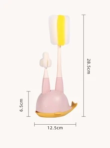 3 piezas Bebé con dibujos animados con diseño de ballena Bebé Cepillo de limpieza de botellas & Estante de almacenaje Set - Multicolor - Ver 5