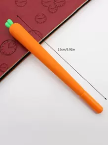 1pc Carrot Shaped Gel Pen Back To School - Orange - View 3