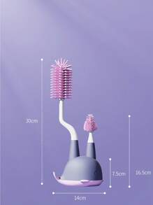 3 piezas Bebé con dibujos animados con diseño de ballena Bebé Cepillo de limpieza de botellas & Estante de almacenaje Set - Multicolor - Ver 7