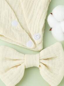 嬰兒方巾和蝴蝶結裝飾髮帶 - 米色 - 查看 3