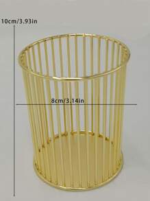 1pc Solid Color Hollow Pen Holder - Gold - View 6
