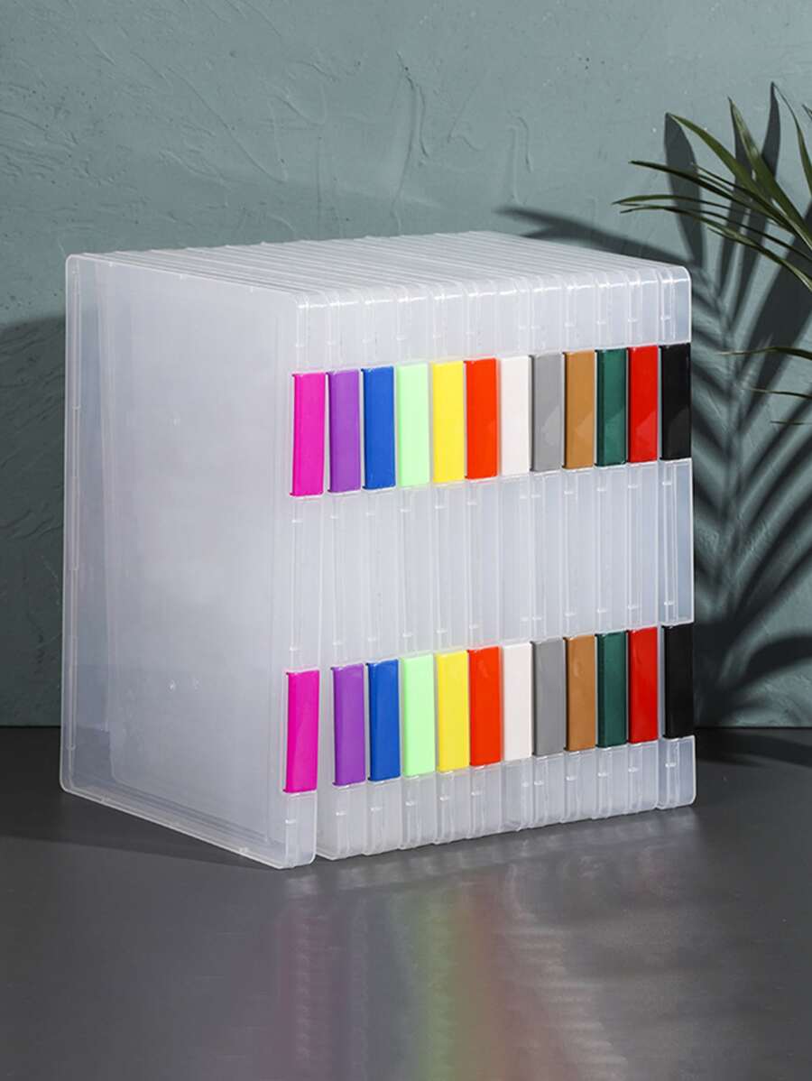 1pc Clear Random File Storage Box - Multicolor - View 1