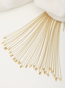 字母吊墜項鍊 - 金黃色 - 查看 1