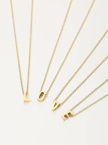 字母吊墜項鍊 - 金黃色 - 查看 4