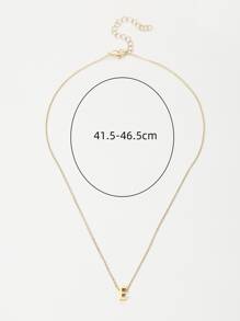 字母吊墜項鍊 - 金黃色 - 查看 5