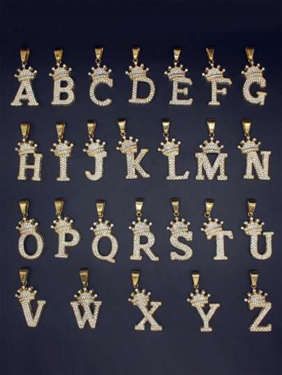 Cubic Zirconia Letter Charm Necklace