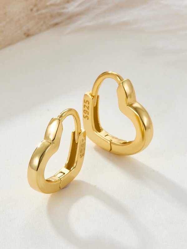 زوج من أقراط الفضة الإسترليني عيار 925 صغيرة وراقية بشكل قلب، مجوهرات غير مسببة للحساسية، أقراط أنيقة بطراز عتيق للسيدات