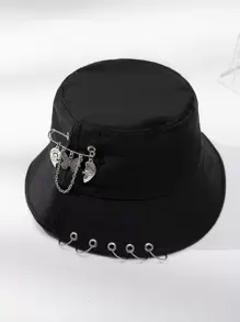 DareSee 蝴蝶与爱心装饰渔夫帽街头圣诞骷髅骨架情人节音乐节Y2K节返校季秋季圣诞节冬季圣诞节礼物 - 黑色 - 查看 4