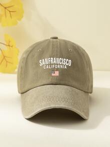 男士字母圖案棒球帽 - 卡其色 - 查看 1