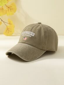 男士字母圖案棒球帽 - 卡其色 - 查看 2