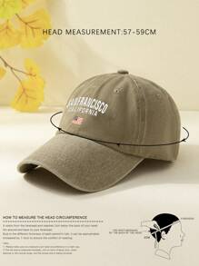 男士字母圖案棒球帽 - 卡其色 - 查看 3
