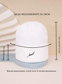 1 件 Y2k 风格“just”针织滑雪帽，适合冬季户外活动和日常通勤休闲帽秋季装 - 白色 - 查看 4