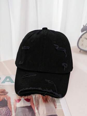 1pc Unisex Y2K Style Distressed Washed Baseball Cap, Outdoor Sun Protection Cap For Sports And Daily Commute