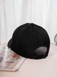 1入組中性Y2K風格破損洗水棒球帽，適用於運動和日常通勤的戶外防曬帽 - 黑色 - 查看 3