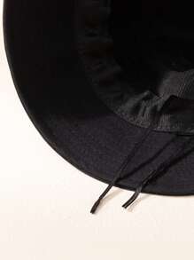 1入中性Y2K風格印花三朵蘑菇漁夫帽，野外運動防曬帽，適用於戶外活動、遮陽和日常通勤 - 黑色 - 查看 3