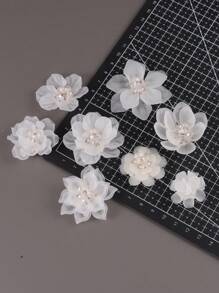 1入/8入組白色ABC人造珍珠花螺絲毛夾耳環鞋帽花藝製作材料配件 - 白色 - 查看 3