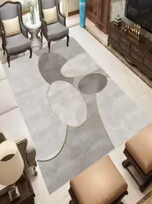 1pc Oval Pattern Rug, Modern Polyester Floor Carpet For Bedroom - Multicolor - View 1