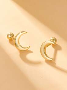 1對時尚月亮銀耳釘適用於女士日常裝飾
