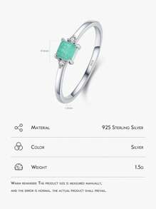 1入組時尚方晶鋯石裝飾銀婚戒適合女士日常裝飾