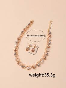 3pcs/set Rose Gold Women Jewelry Sets - Multicolor - View 3