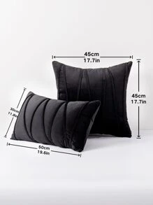 1入組簡約靠墊套黑色抱枕套不含枕芯適用於沙發家居裝飾 - 黑色 - 查看 2