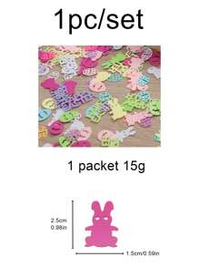 1pack Plastic Throwing Confetti, Modern Letter & Rabbit Shaped Throwing Confetti For Easter - Multicolor - View 3