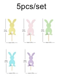 5入組/套紙蛋糕可愛兔子設計蛋糕裝飾用品適用於派對 - 彩色 - 查看 3