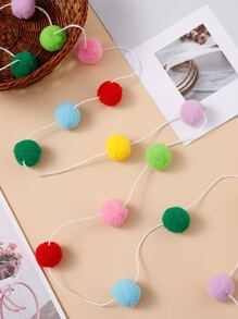 1pc Color Block Pom Pom Trang trí Vòng hoa - Nhiều màu - Xem 1