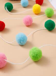 1pc Color Block Pom Pom Trang trí Vòng hoa - Nhiều màu - Xem 2