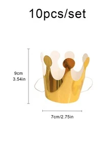 10 chiếc Vương miện kim loại Mũ dự tiệc có hình dạng - Vàng - Xem 3