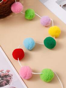1pc Color Block Pom Pom Trang trí Vòng hoa - Nhiều màu - Xem 3
