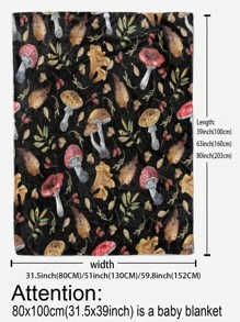 Mushroom Pattern Flannel Blanket - Multicolor - View 8