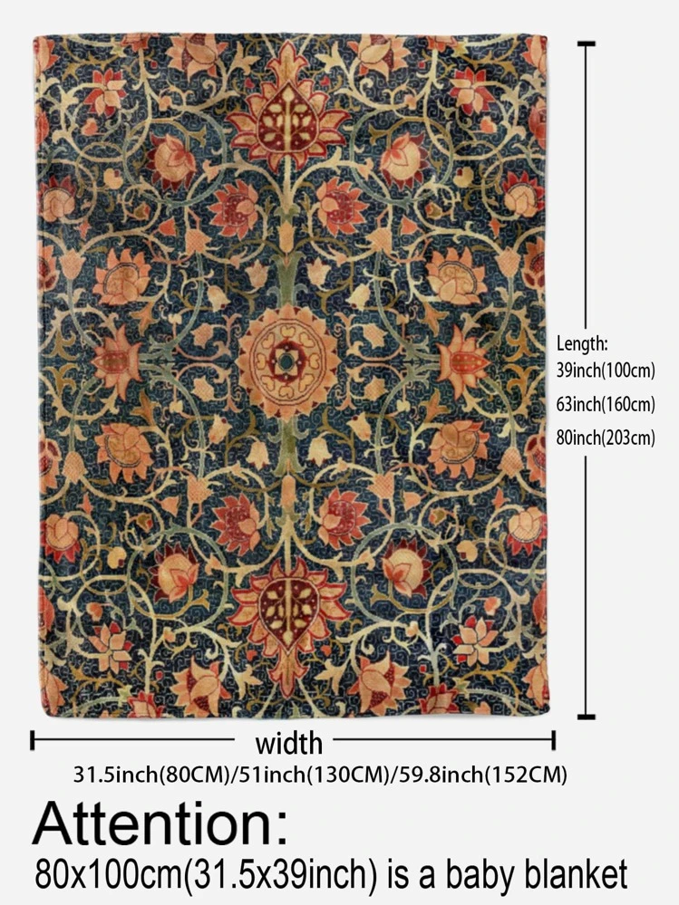 1pc Retro Geometric Patterned Throw Blanket - Lightweight Flannel Blanket, Suitable For Sofa, Bed, Travel, Camping, Living Room, Office, Couch, Chair And Bed, Digital Printed Wool Blanket, Soft And Warm Flannel Fabric - Multicolor - View 4