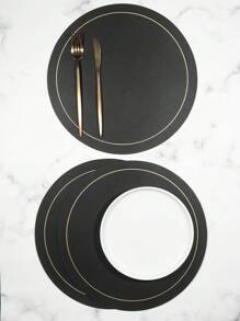 1入組素色PU皮革餐墊 - 黑色 - 查看 1