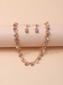 3pcs/set Rose Gold Women Jewelry Sets - Multicolor - View 4