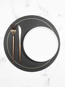 1入組素色PU皮革餐墊 - 黑色 - 查看 3