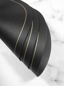 1入組素色PU皮革餐墊 - 黑色 - 查看 4