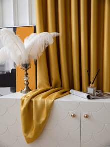 Plain Color Single Panel Curtain - Yellow - View 4