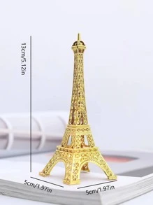 1pc Tower Shaped Decoration Craft, Minimalist Hollow Out Iron Tower Design Decorative Object For Desk Best Gifts Birthday Graduation - Gold - View 5