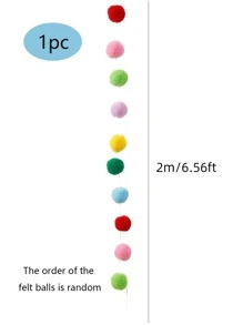 1pc Color Block Pom Pom Trang trí Vòng hoa - Nhiều màu - Xem 4