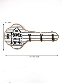 1个乡村风格木质钥匙架，带搁板和挂钩 - 安装简便，（黑白灰）节省空间的壁挂式收纳架，适用于钥匙、外套等 - 适用于入口、厨房、办公室、钥匙架 - 查看 3