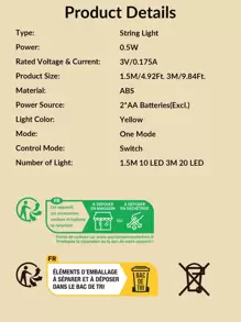 1pc 4.9/9.8Ft Plastic Kerosene Bottle Decorative Light String,Battery Operated Vintage Black Lantern Decor String Light For Home,Garden, Camping, Party,Courtyard Decoration - Yellow - View 9