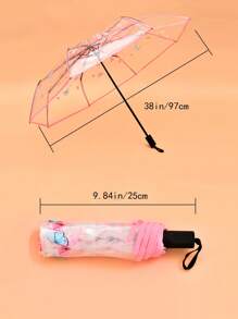 1 pieza Paraguas con mariposa & con patrón floral transparente - transparente - Ver 2