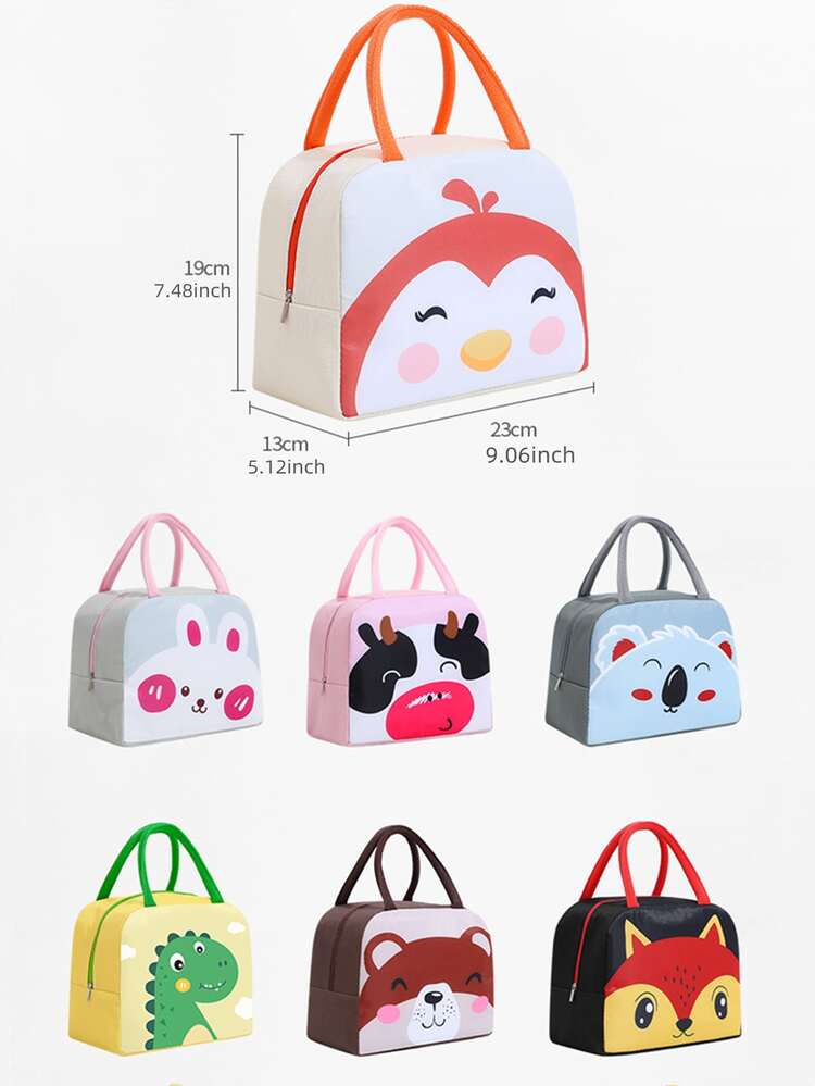 1pc Cartoon Rabbit Animal Cute Bento Bag, School Insulation Lunch Box, Lunch Bag - Blue - View 4