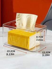 1pc Transparent Long Desktop Tissue Box, Suitable For Wet Wipes And Facial Tissues Storage, Bathroom, Bedroom, Living Room And Kitchen Tissue Dispenser; 1pc Diamond Shaped Cream Vase, Home Decor Flower Holder, For Artificial Flowers, Fresh Flowers, Dried Flowers Storage - Multicolor - View 2