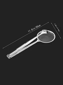 1 dụng cụ lọc lưới thép không gỉ có tay cầm, thìa chao bạc cho nhà bếp - Xám - Xem 2