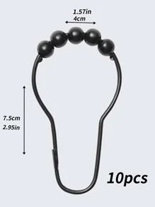 10pcs Bead Decor Shower Curtain Ring - Black - View 2