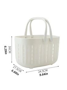 1pc Hollow Out Storage Basket - White - View 2