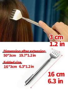 1pc Stainless Steel Telescopic Back Scratcher - Light Grey - View 5