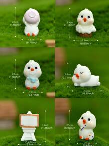 6pcs Cartoon Duck Shaped Garden Ornament - White - View 4